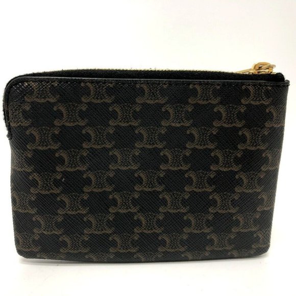 CELINE Triomphe coin purse PVC/Leather Brown/GoldHardware - Picture 10 of 14